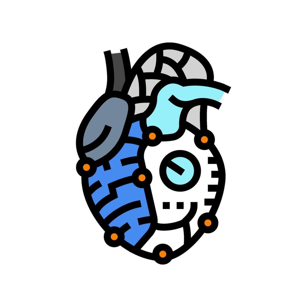 robot heart social robotics color icon illustration vector