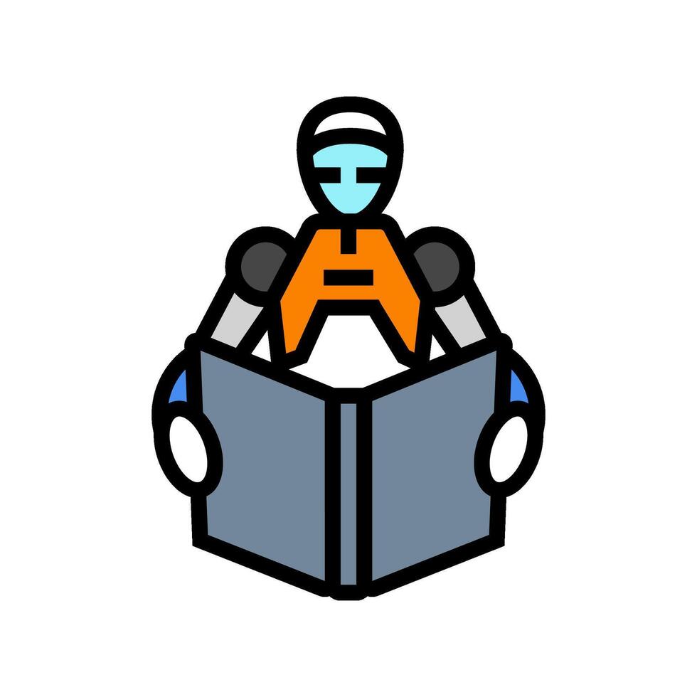 learning robot social robotics color icon illustration vector