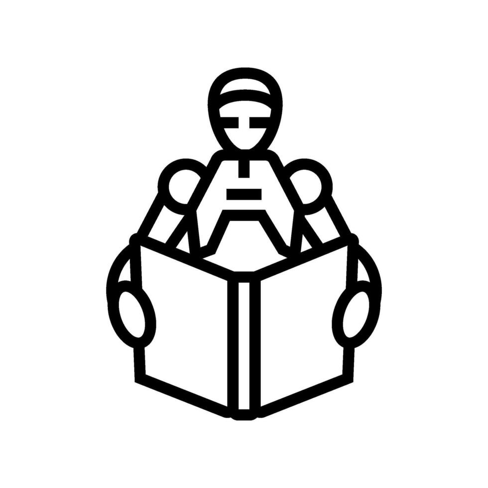 learning robot social robotics line icon illustration vector