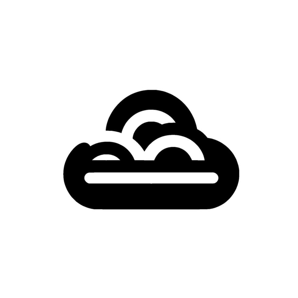 Minimalist Cloud Black Outline with White Interior, Symbolic Representation on a Clean White Background. vector