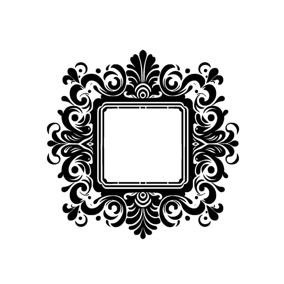 Elegant Black and White Floral Frame for Invitations, Announcements, or Decorative Purposes on a White Background. vector