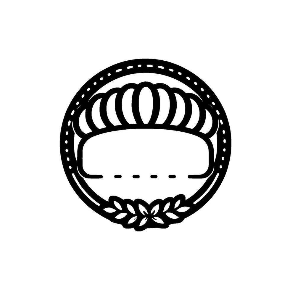 Minimalist Monochrome Emblem Crown Laurel Wreath Encircling a Blank Label with Dotted Border, Suitable for Branding or Badges vector