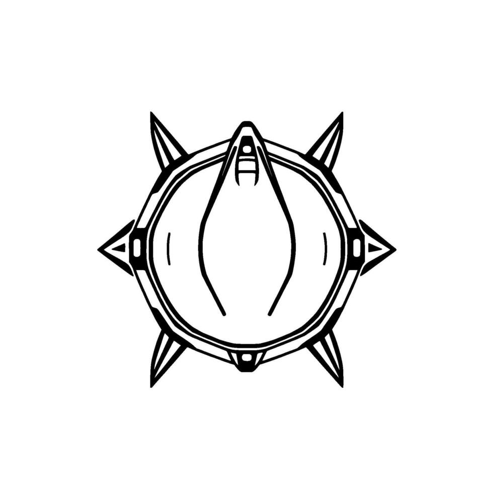 Abstract Illustration of a Stylized, Geometric, EightPointed Star with Central, Symmetrical Element, in Black and White, Isolated vector