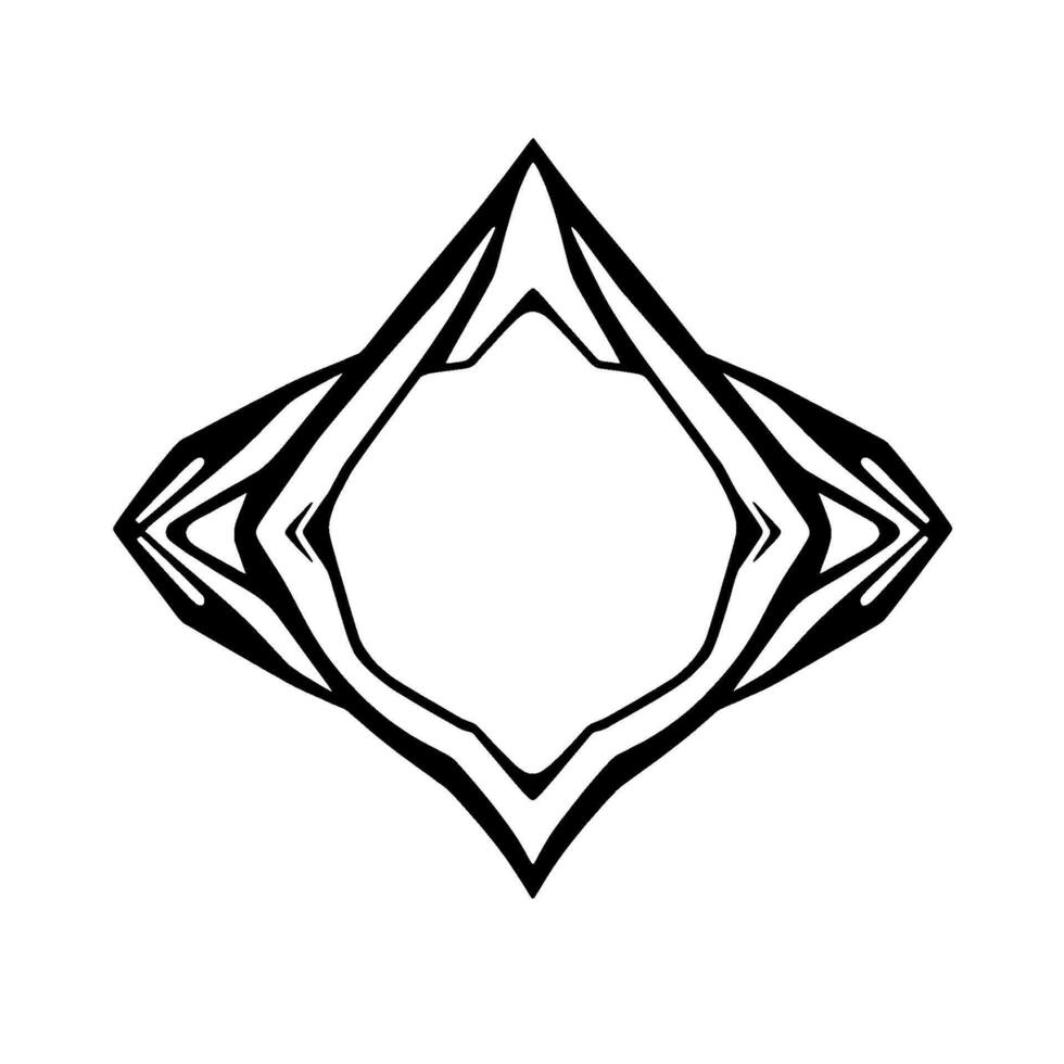Diamondshaped minimalist featuring a black outline around a soft gray center, isolated on white background. vector
