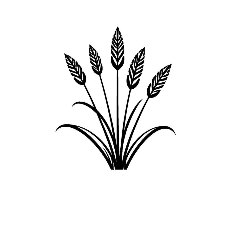 Stylized Black and White Wheat Field Illustration on a White Backdrop, Presenting a Modern, Minimalist, and NatureInspired . vector
