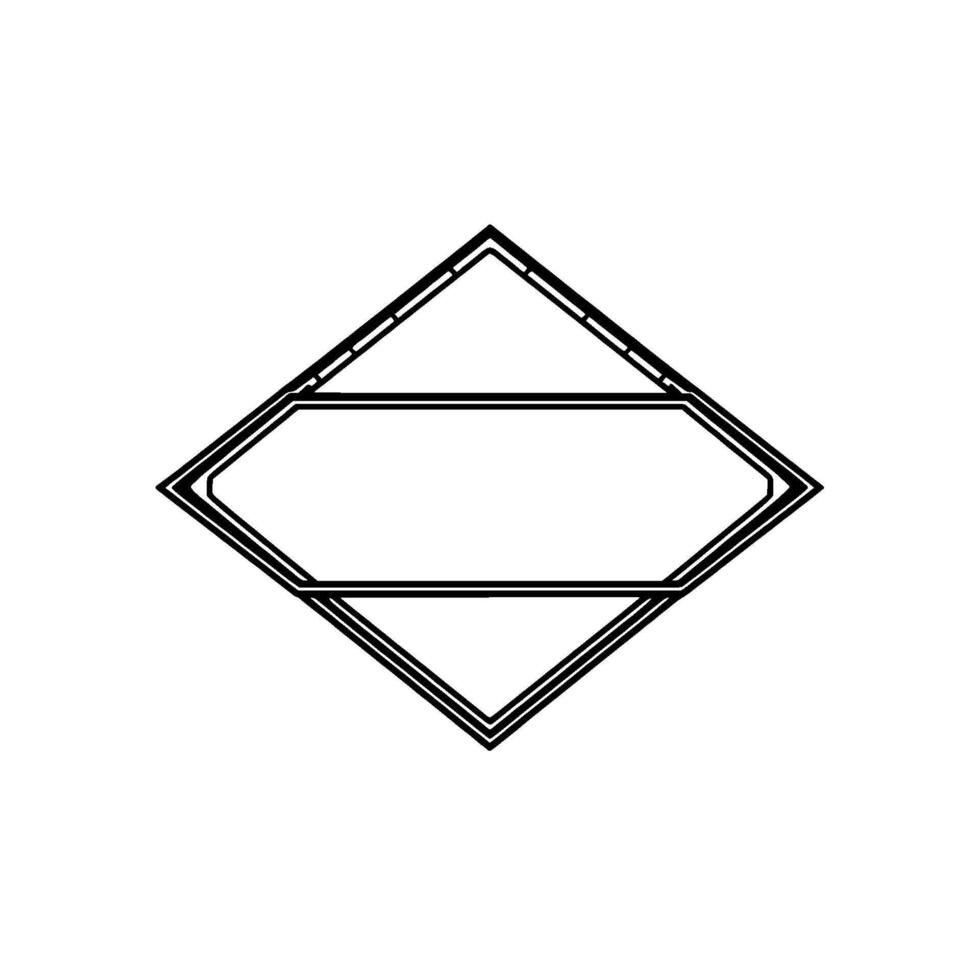 Symmetrical Black and White Geometric A Diamond Shape with a Central Rectangular Panel and Outlined Triangles. vector