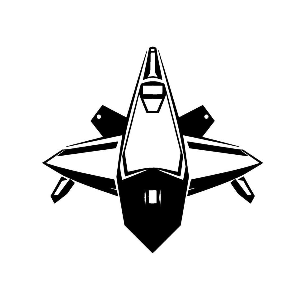 A symmetrical, highangle illustration of a futuristic black spacecraft against a clean white backdrop. vector