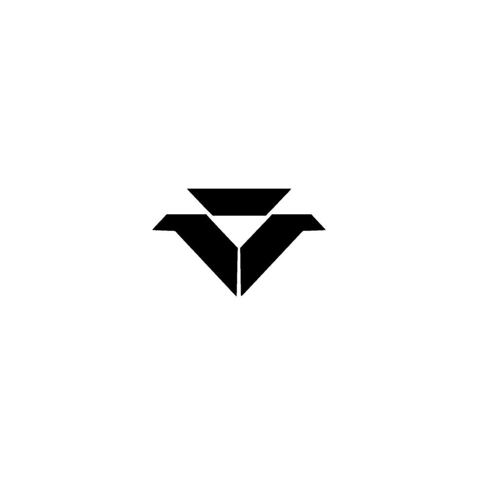 Geometric Black and White with Angular Shapes Resembling a Stylized Bird or Diamond Against a Blank Canvas. vector