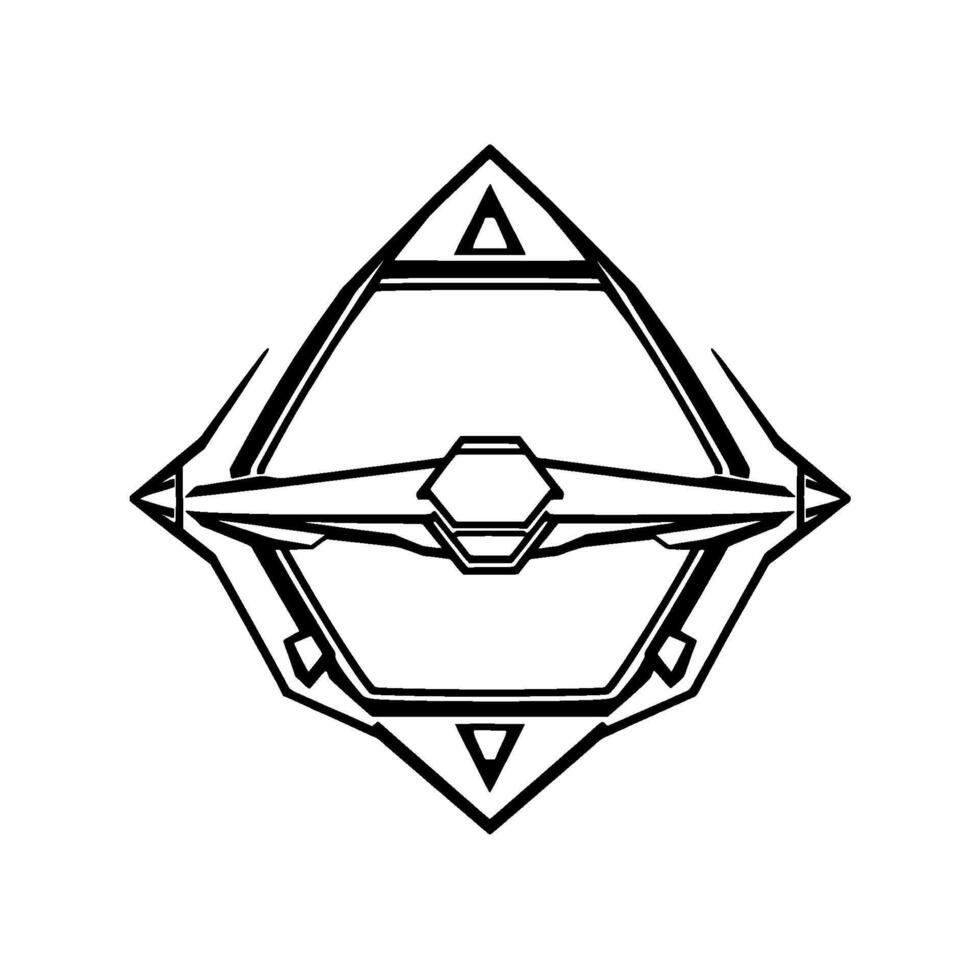 Geometric Black and White Futuristic, Symmetric, DiamondShaped, Abstract with Triangles and Hexagons, Isolated. vector