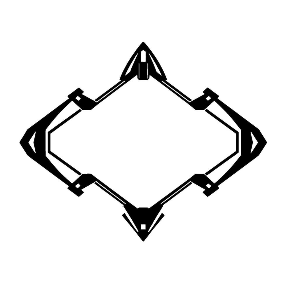 Geometric Black and White Diamond Frame A Futuristic, Abstract Digital Illustration on a Clean Background. vector