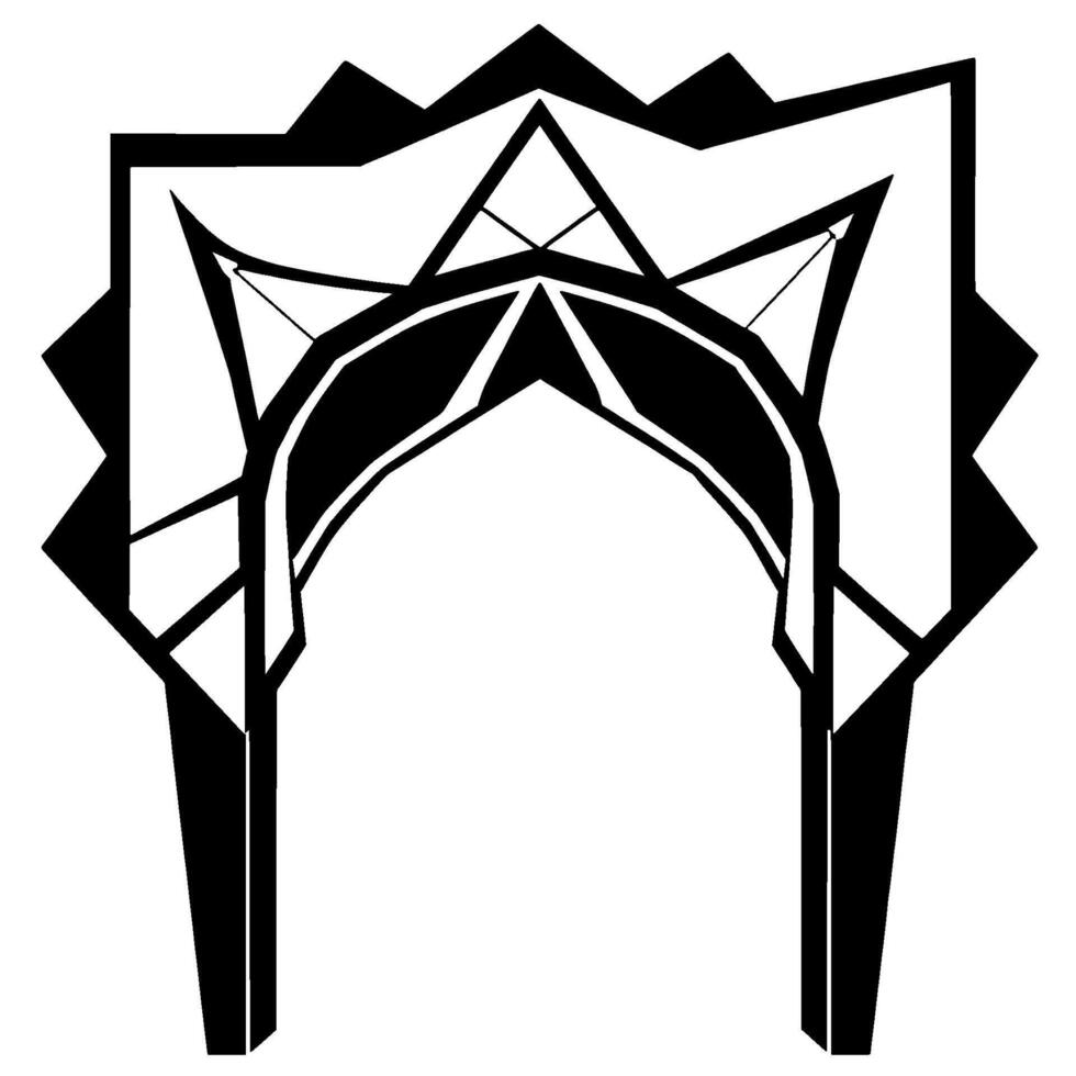 Art Decoinspired geometric archway , featuring bold black and white shapes, sharp angles, and an open space. vector