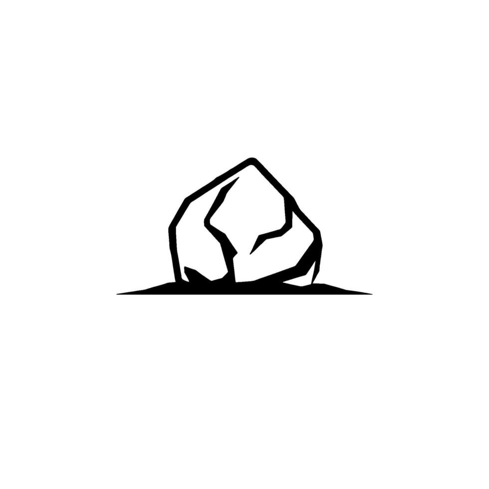 Bold black and white minimalist illustration of a jagged, geometric rock formation on a white background. vector
