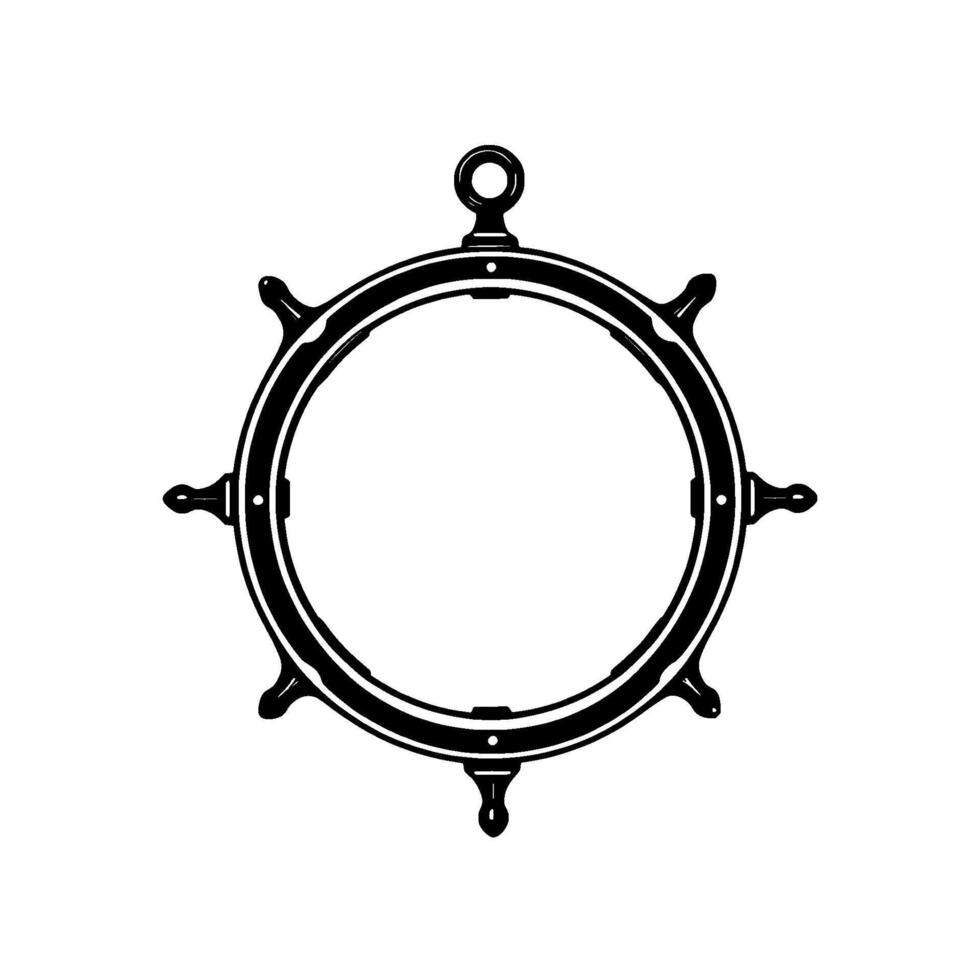 Intricate, Monochrome Ships Wheel Illustration with a Modern, Minimalist , Isolated on White Background vector