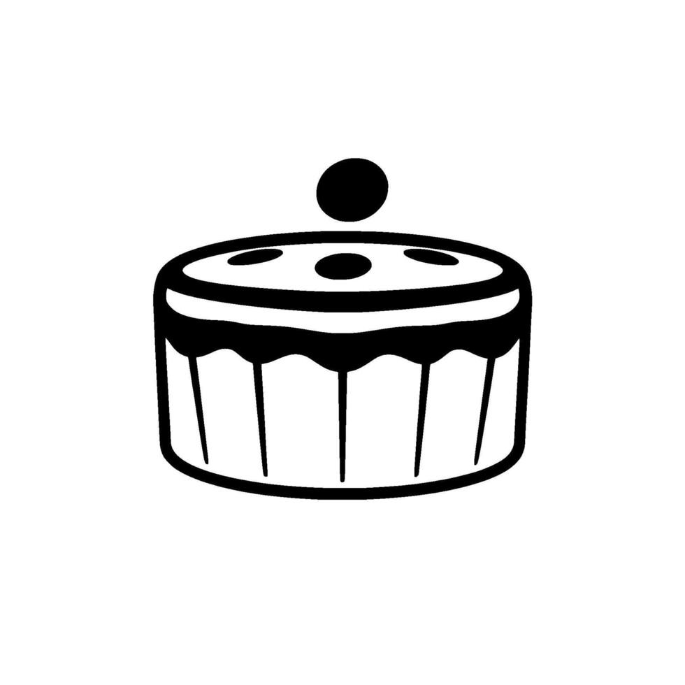 Minimalist Black and White Cake Illustration A Circular Layered Dessert with Dot Details and a Clean Aesthetic. vector