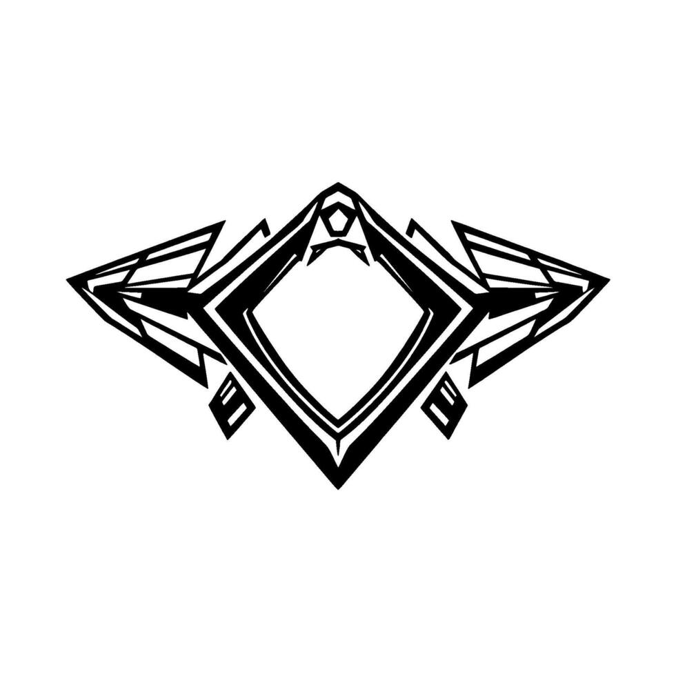 Symmetrical Geometric Black and White Featuring Rhombus at Center with Sharp Angular Edges vector