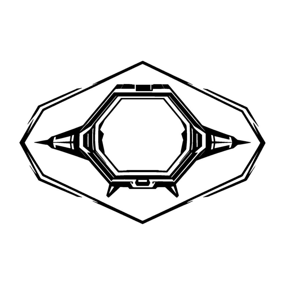 Futuristic Geometric Symmetrical, BlackandWhite, OctagonBased, Art Composition with Bold Lines and Minimalist Aesthetic. vector