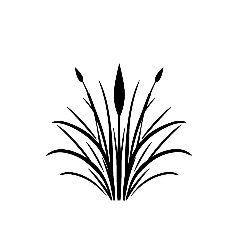 Stylized Black and White Silhouette of Cattails and Reeds, NatureInspired, Minimalist , Clean Aesthetic. vector