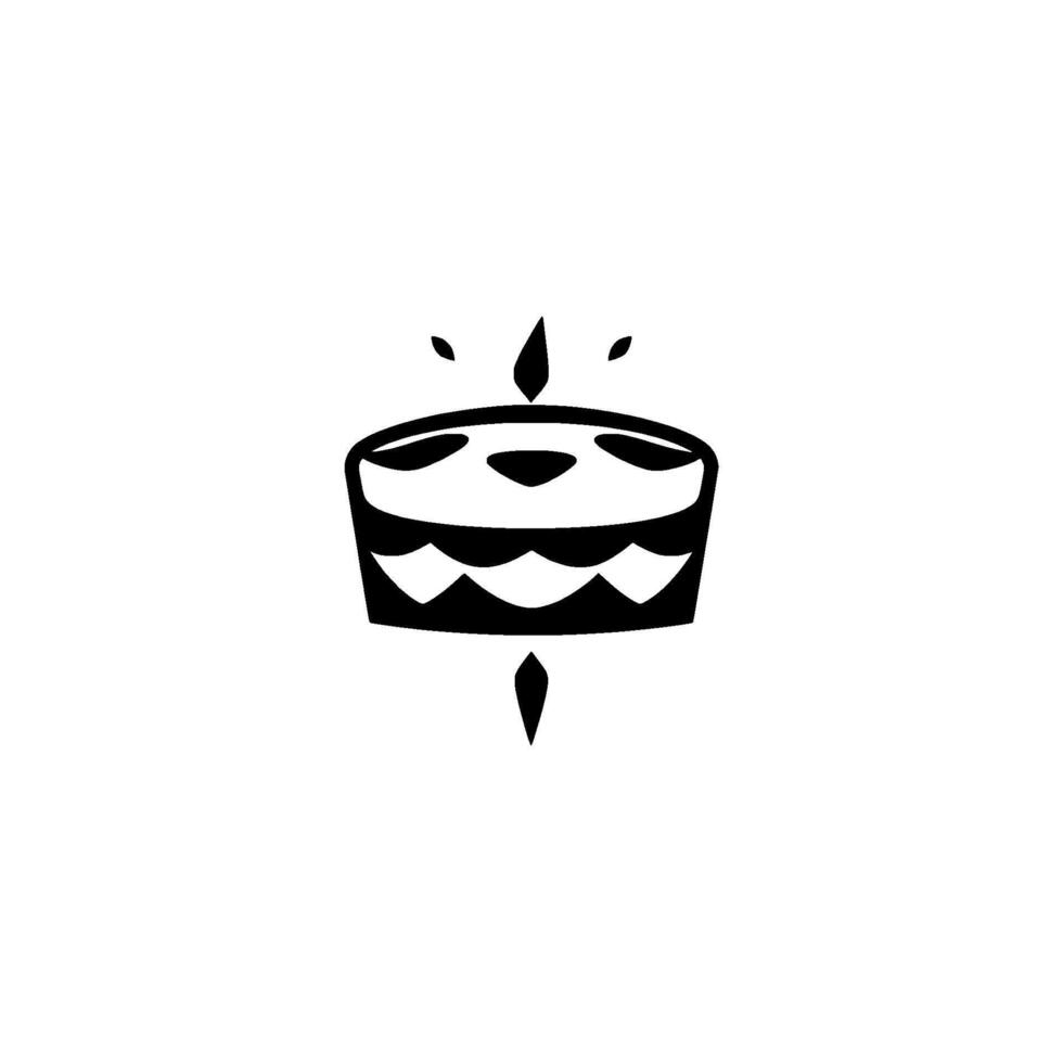 Stylized Black and White Illustration of a Birthday Cake with Single Candle and Minimalist on a White Background vector