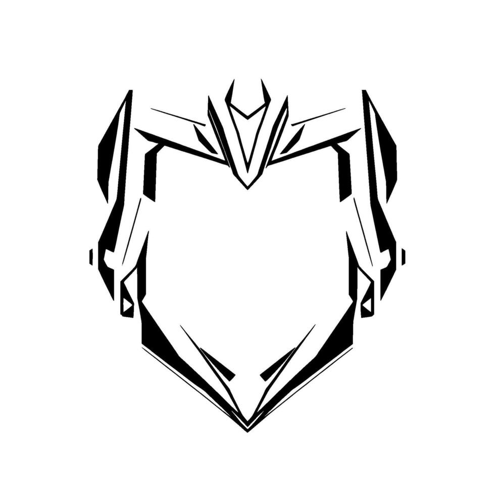 Bold, Geometric Black and White Shieldlike with Sharp Angles and a Central Empty Space. vector