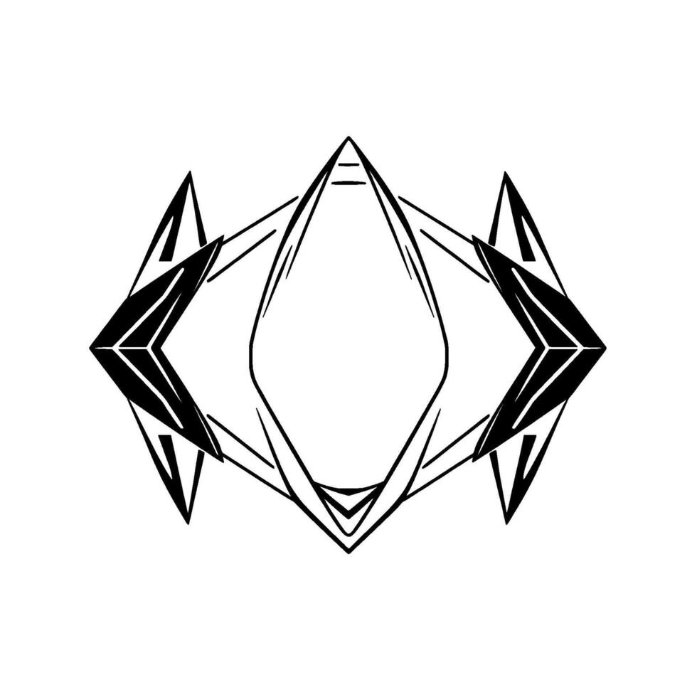 Symmetrical Black and White Geometric with Sharp Angles, Rhombus, and ArrowLike Shapes in a Minimalist Composition. vector
