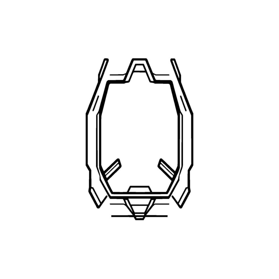 Futuristic Geometric Structure on White Background An abstract, symmetrical with angular lines and a technological aesthetic. vector
