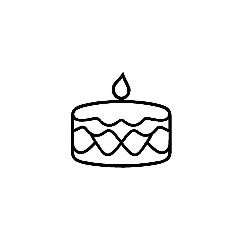 Minimalist Black and White of a Tiered Cake with a Single Candle Flame Against a Bright White Background. vector