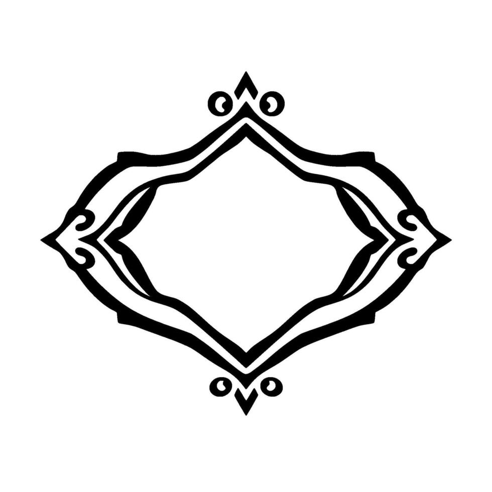 Ornate Black and White DiamondShaped Border, Decorative Frame on a Plain White Background, Symmetrical Pattern. vector