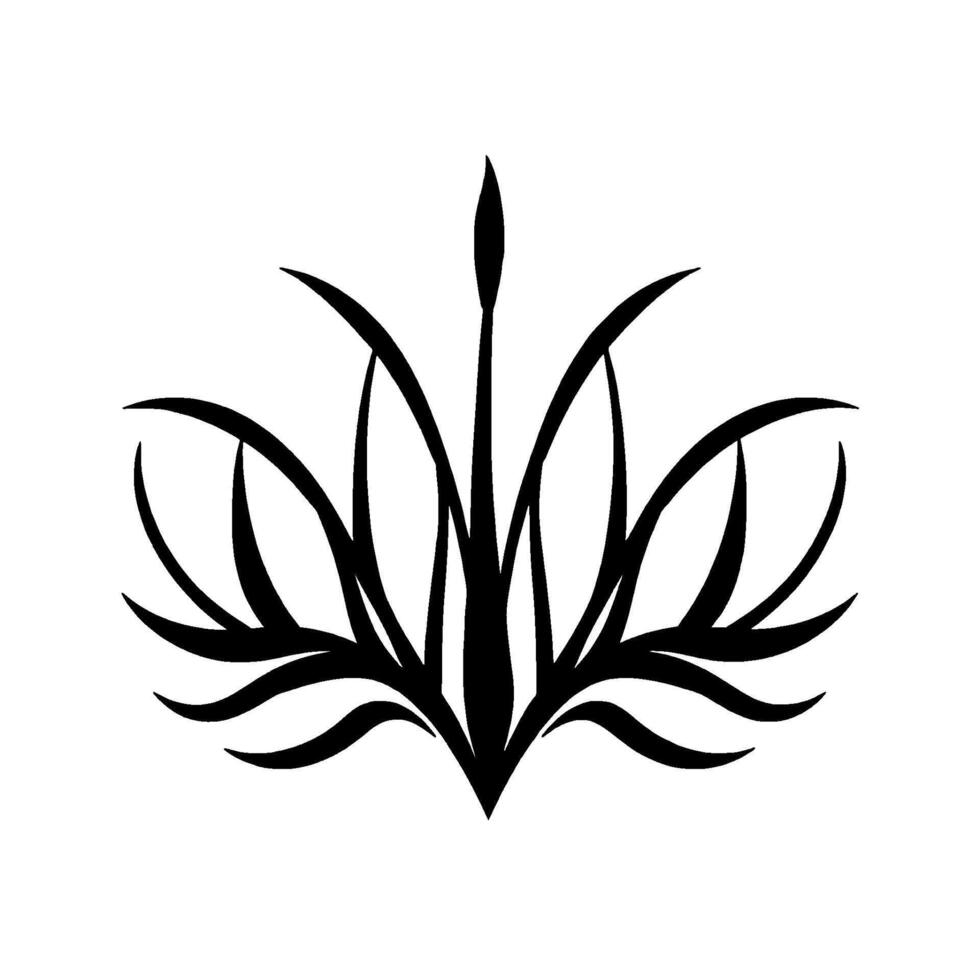 Black and White Floral A symmetrical, stylized depiction of a flower or plant, showcasing elegant lines and artistic simplicity. vector
