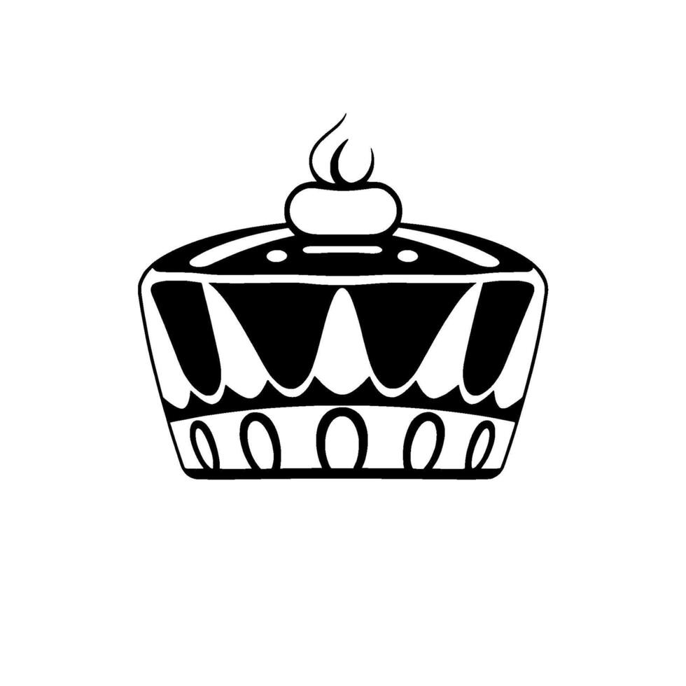 Stylized Black and White Crown Illustration with Ornate Details and Decorative Elements, Symbolic on White Background. vector