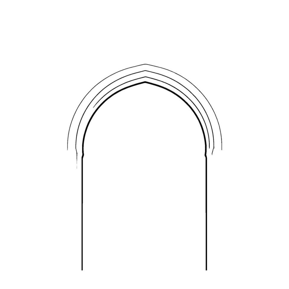 Minimalist Archway Illustration Simple, symmetrical drawing of an arch, rendered in stark black lines on a white background, creating a sense of space. vector