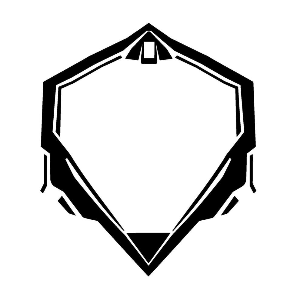 Geometric black white hexagonshaped frame with futuristic and industrialinspired , clean lines, and negative space. vector