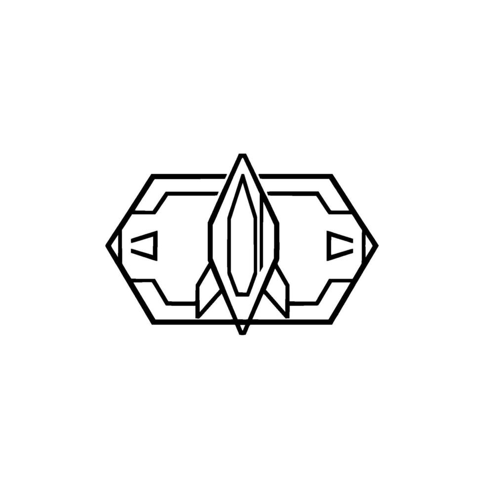Geometric Illustration of a symmetrical Futuristic Symbol with Rocket Element vector