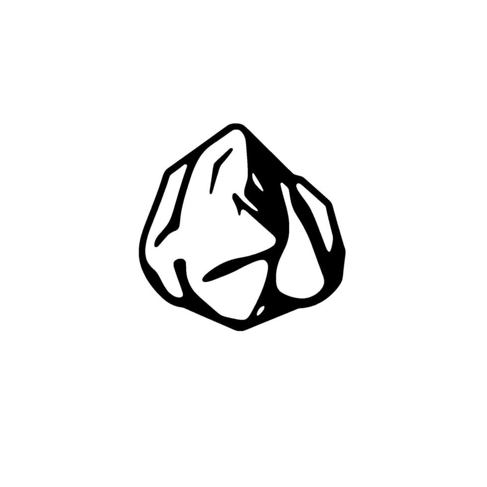 Simplified Black and White Ink Illustration of a Crumpled Paper Shape, Abstract Geometric . vector