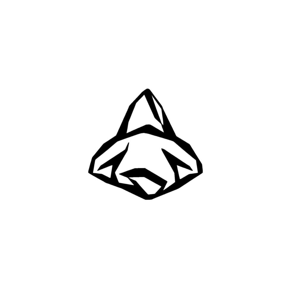 A minimalist, highcontrast black and white illustration depicting a stylized mountain range, symbolizing natures strength, on a clean white background. vector