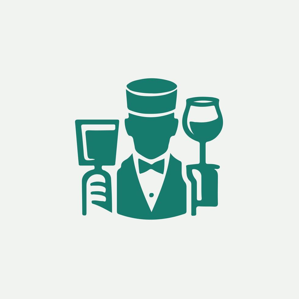 Serve X cellence waiter design vector