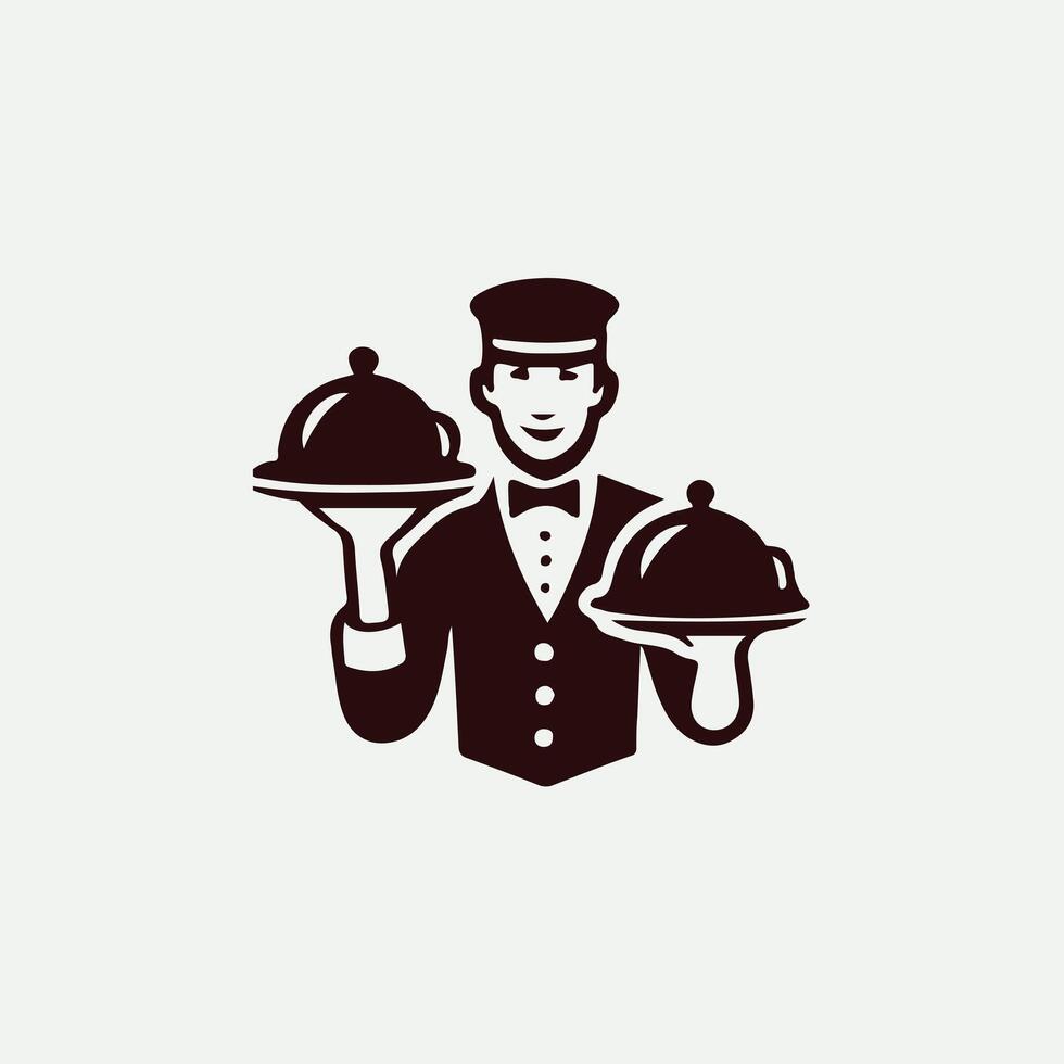 Elegant Serve waiter logo vector