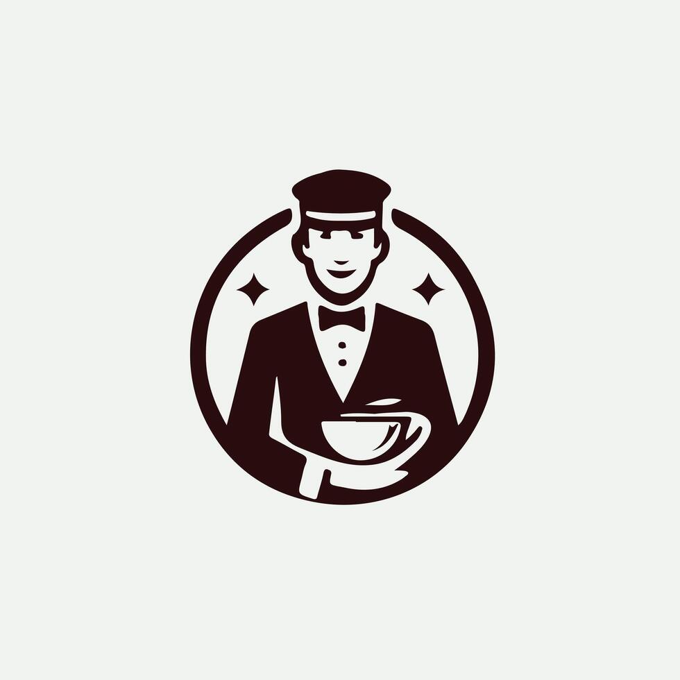 Prime Dining Serve waiter logo vector