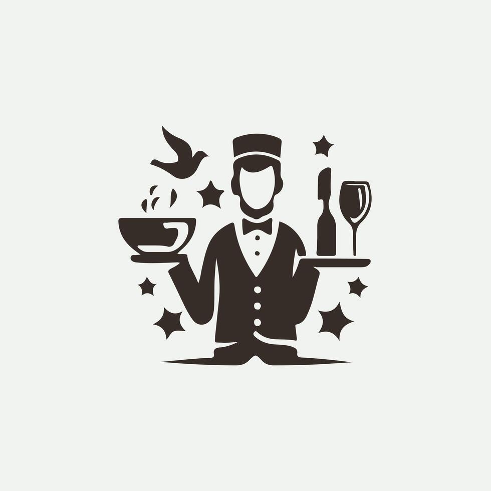 Attended By You waiter logo vector