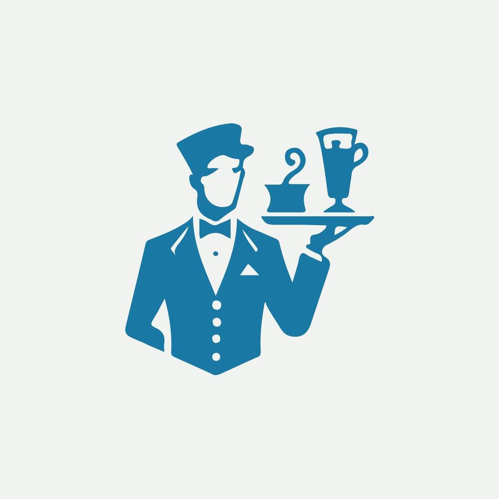Serve Perfect waiter logo vector