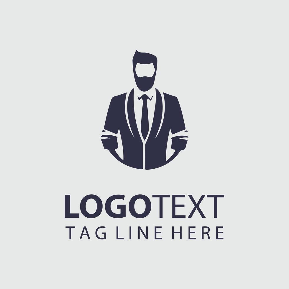 Classic Tailor Man Dress Logo Design vector