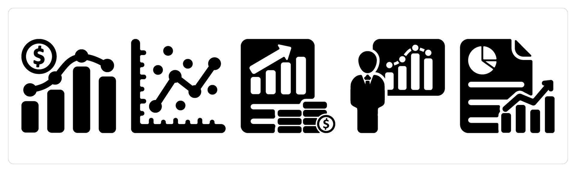 Set of 5 business icons as business growth, graph, profit report vector