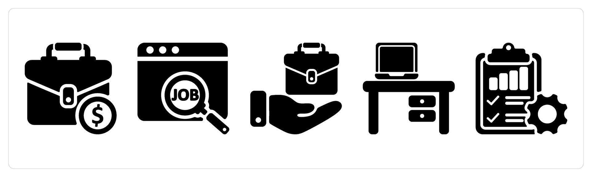 Set of 5 business icons as work, job, employement vector