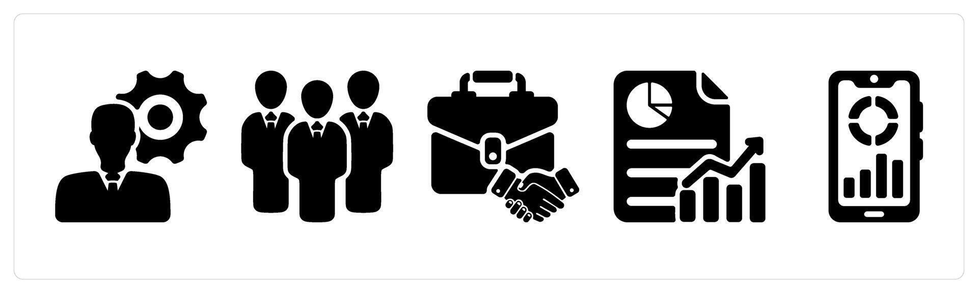 Set of 5 business icons as business specialist, business group, business idea vector