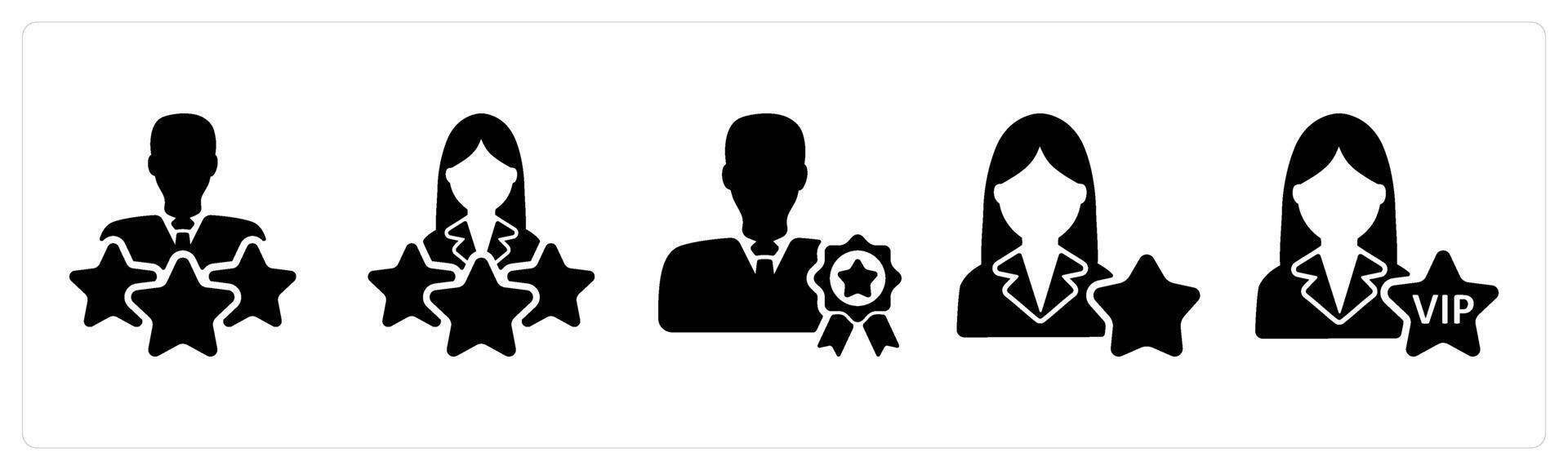 Set of 5 business icons as premium user, premium member, star employee vector