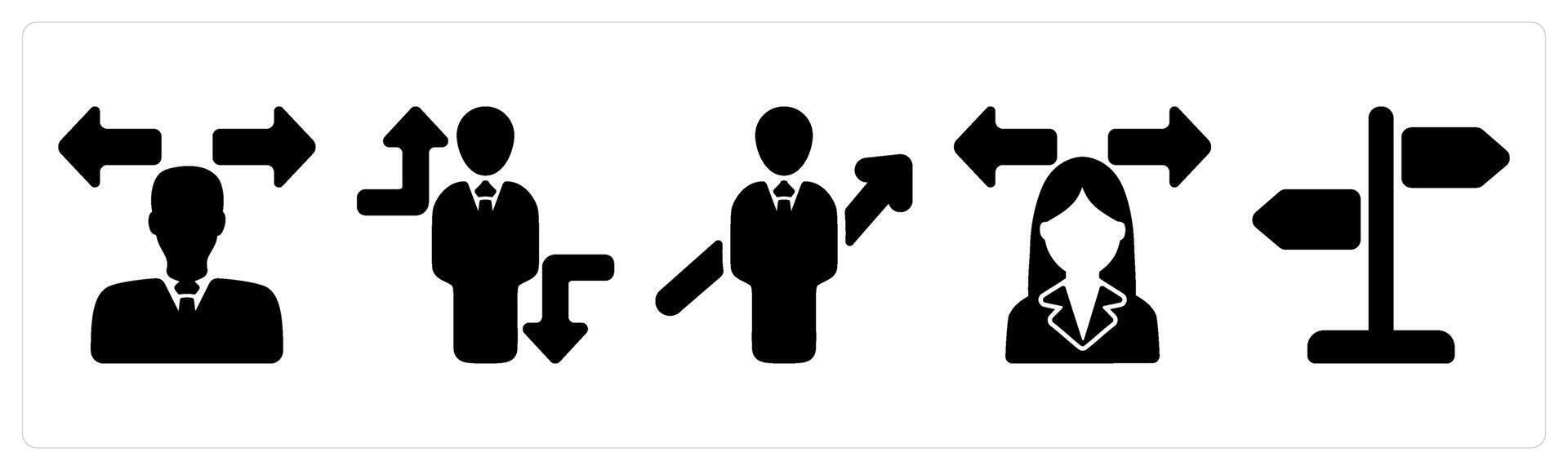 Set of 5 business icons as confusion, crisis overcome, career growth vector