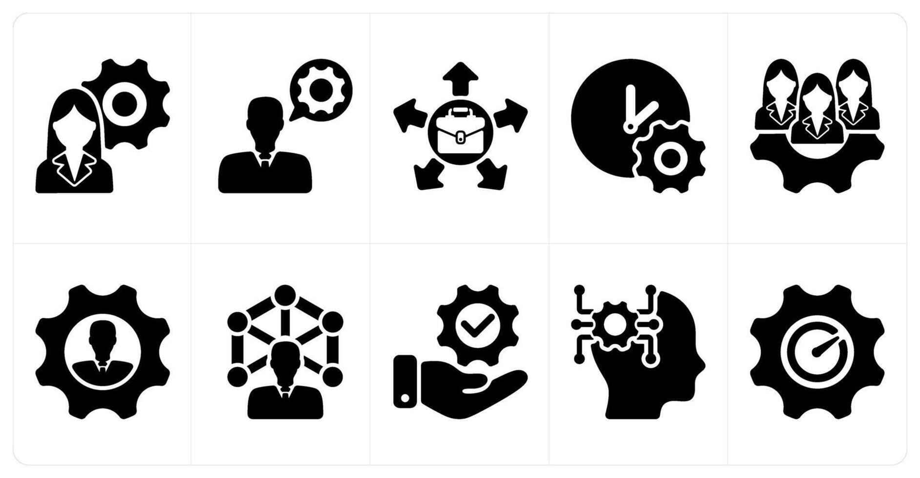 Set of 10 business icons as confusion in decision making, technical support, job oppurtunity vector