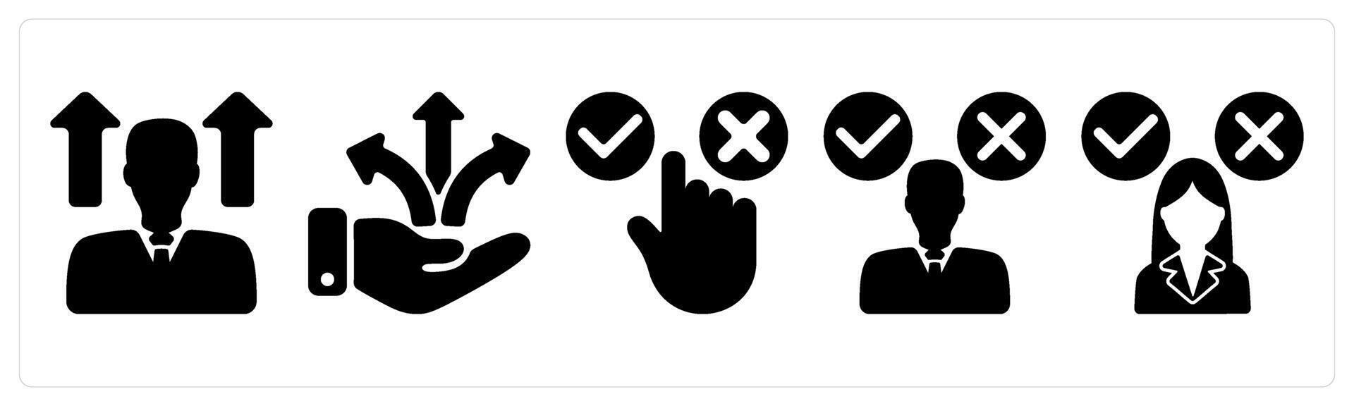 Set of 5 business icons as career vision, business direction, decision, decision making confusion vector