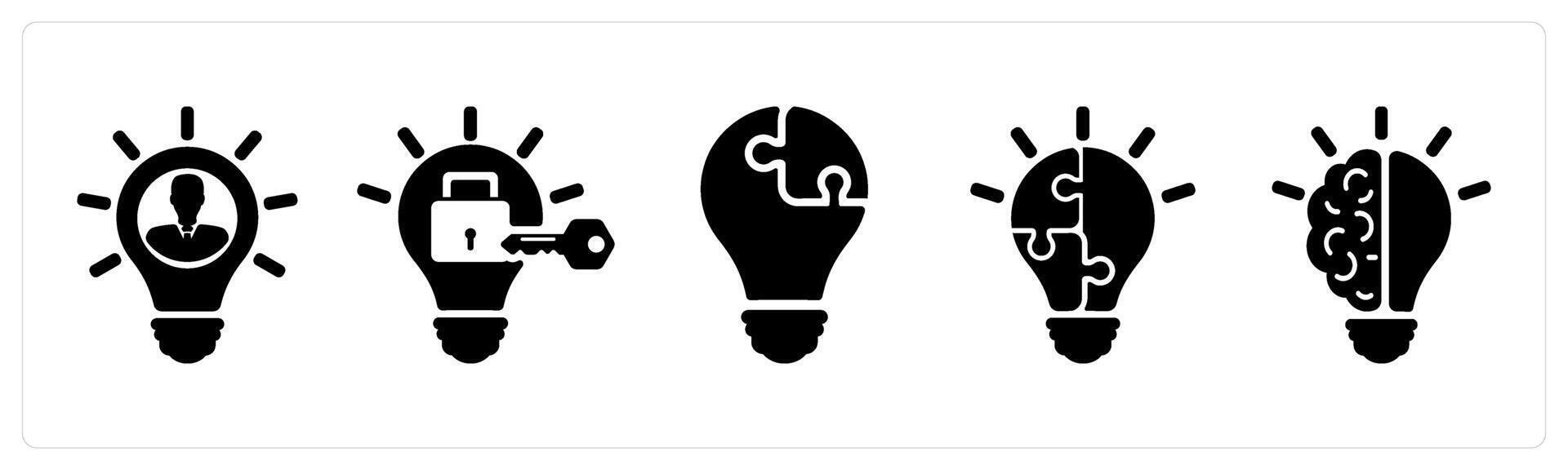 Set of 5 business icons as enterpreneur, problem fix, confusion in selecting investment vector