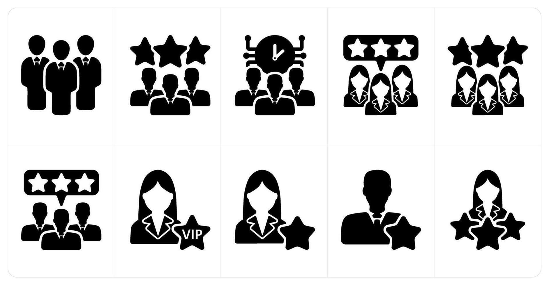 Set of 10 business icons as business group, expert team, time management vector
