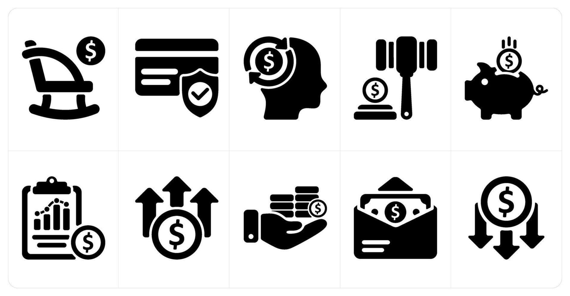 Set of 10 business icons as retirement, credit card security, business mind vector